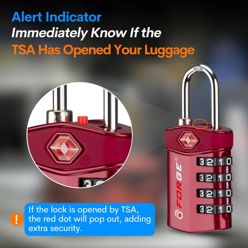Forge Travel Lock,TSA Approved Luggage Locks for Air Travel, Gym Lockers, School Lockers, Pelican Cases, Gun Case, Easy Read Dials, Durable Alloy Body - Image 4
